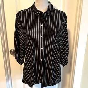 Truth + Style QVC Brand Pinstripe Blouse Button down in Black White